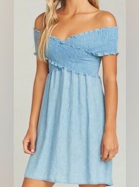 Show Me Your MuMu Light Blue Off-Shoulder Mini Dress
